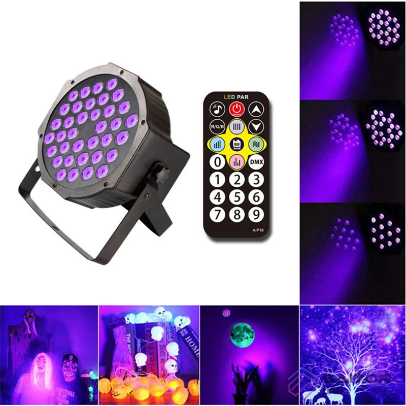 

36LEDs UV Purple LED Stage Light DMX Ultraviolet Par Light For Disco DJ KTV Bar Home Party Backlight Projector Spotlight Lamp