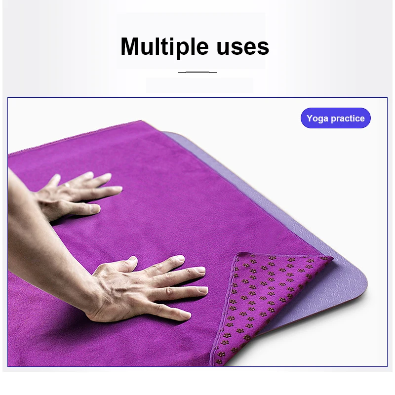 Коврик для йоги полотенце нескользящее фитнес Впитывающее пот натуральное тонкое волокно полотенце Йога Студия гимнастический Пилатес 183 см* 66 см