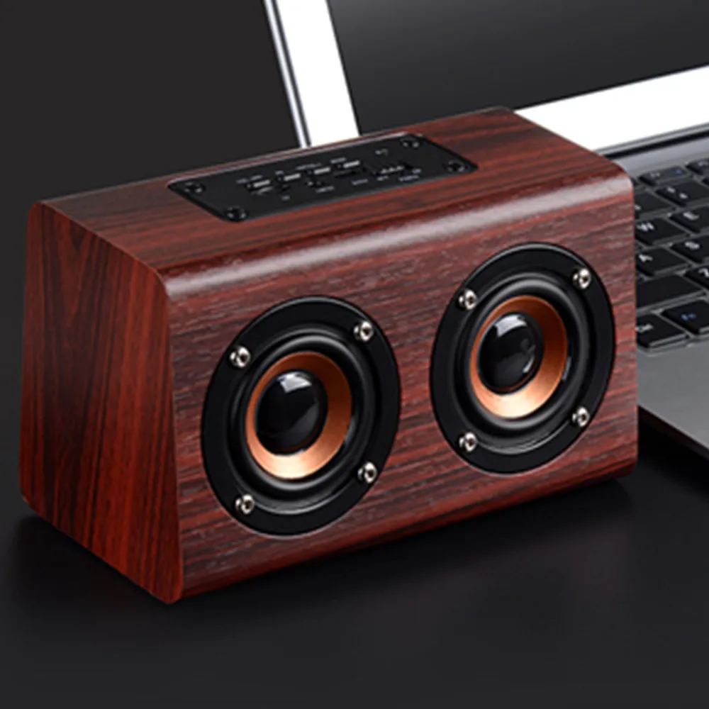 Деревянная колонка с Bluetooth W7 Ретро HIFI 3D двойной bluetooth громкоговорители беспроводной динамик с громкой звуковой коробкой TF AUX IN Z517