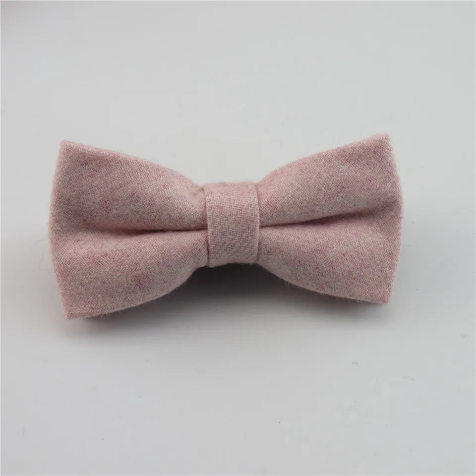 100% Wool Pink Tie Set Men's Ties Bowtie Pocket Square Handkerchief Suit Set For Men Wedding Party