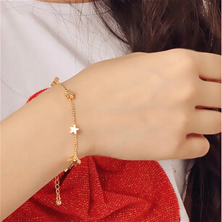 

1 Pcs Sell Heart Stars Charm Bracelets For Women Girls Gold Color Metal Bracelets Statement Jewelry Wholesale