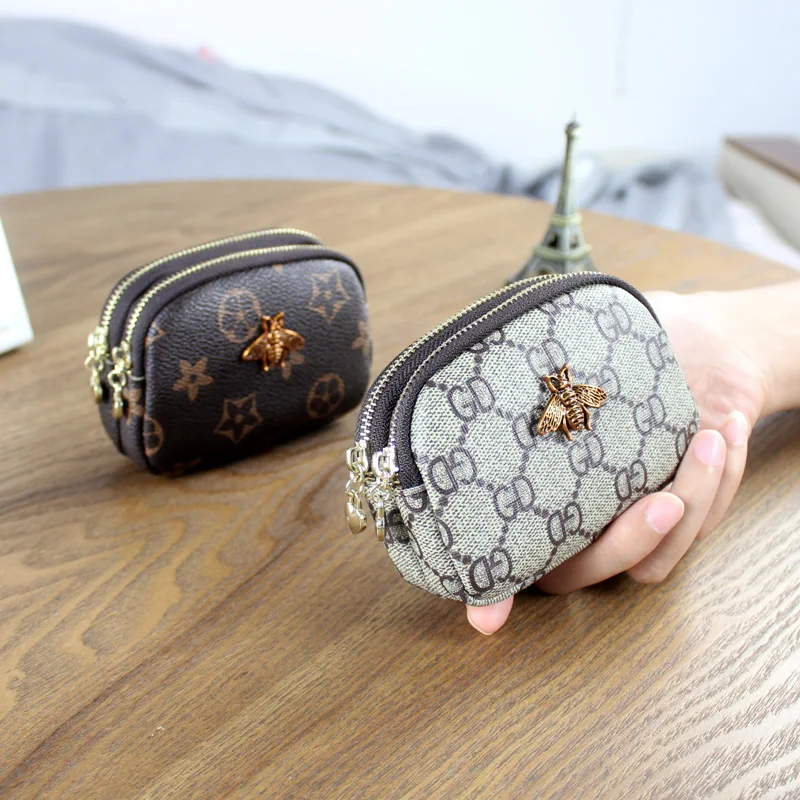 

Europe and the United States big brand new double zipper bag ladies short wallet mini handbag cute change card bag coin bag