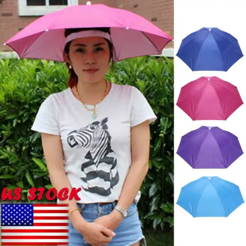 

Outdoor Foldable Umbrella Sun Umbrella Hat Golf Fishing Camping Headwear Cap Head Hat