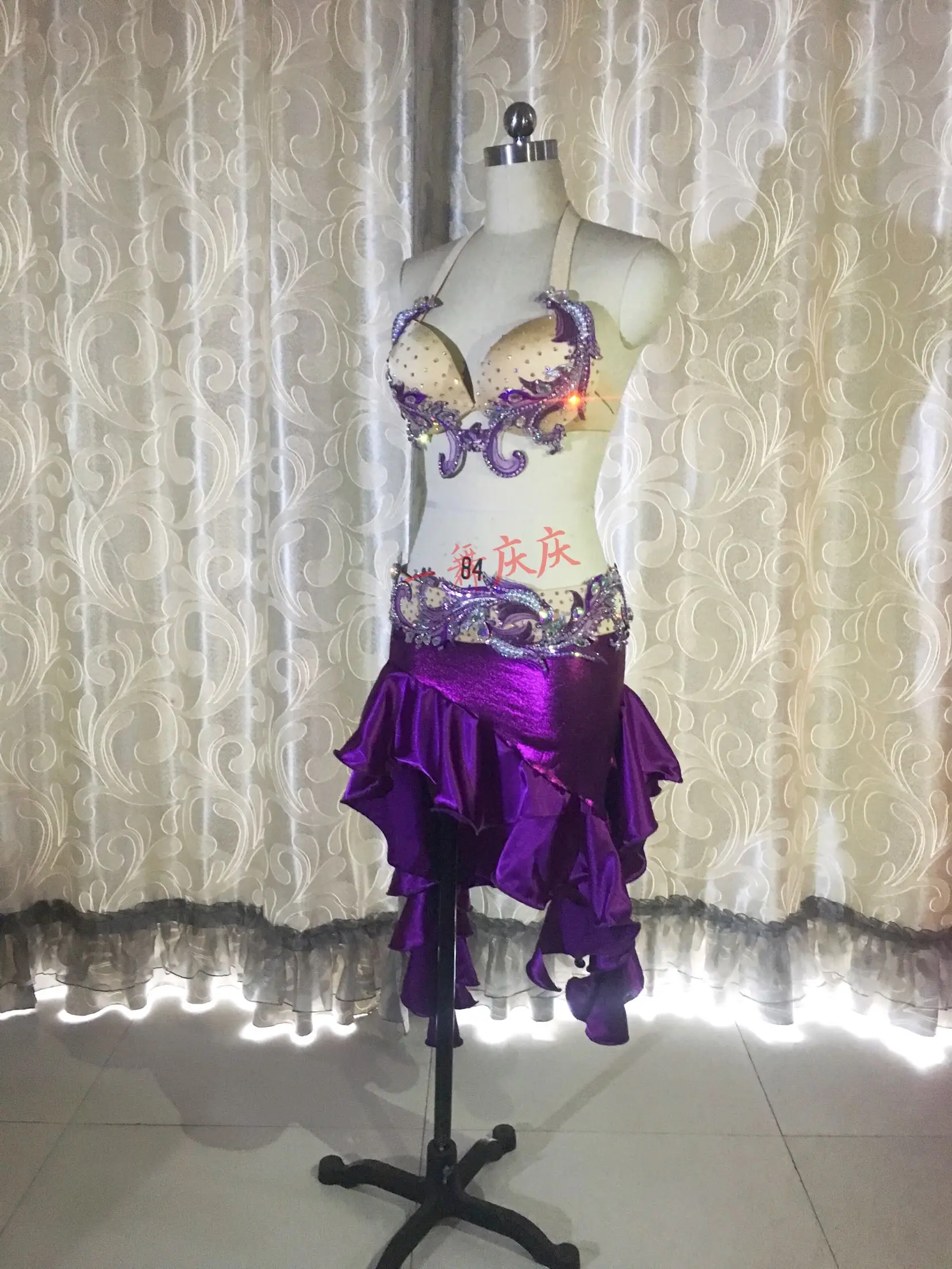 

Belly Indian eastern dance costumes Bellydance oriental dancing costume clothes bra belt chain scarf ring skirt dress set 2470