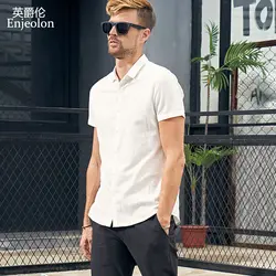 Enjeolon брендовая летняя рубашка с коротким рукавом мужская Однотонная рубашка хлопковая одежда мужская повседневная для мужчин пляжная