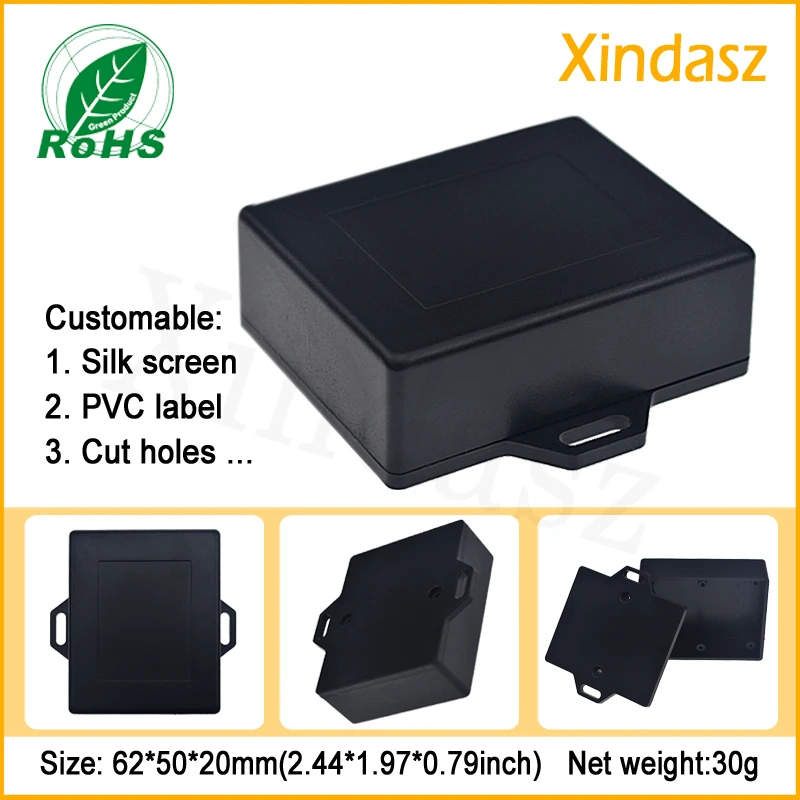 

(XD0104087 10pcs/Lot)62*50*20mm New arrival Black junction box wall mounting plastic box enclosure
