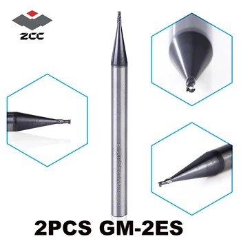 

2pcs/lot ZCCCT GM-2ES tungsten steel 2 flute tiny head coated flattened end mill cutting tools for metal machining HRC45