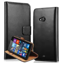 Para nokia lumia 535 genuína carteira carteira de couro casos de telefone para microsoft lumia 535 top quality preto virar capa estilo de negócio Capa