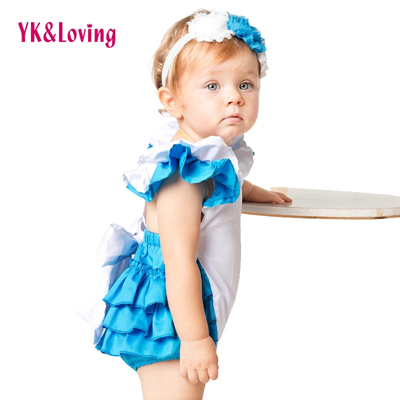 Ruffle Cotton Romper for Kid Novelty Costume Lolita Dress Maid Cosplay Clothes 2pcs Outfit Alice in Wonderland Original Design A