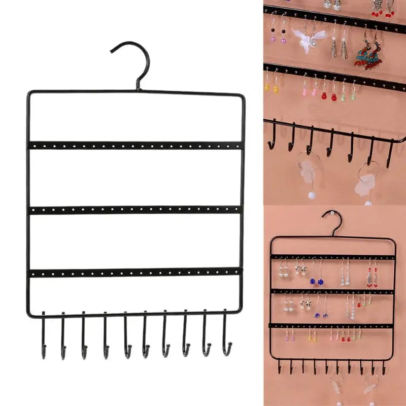 66 отверстий, 10 крючков, настенный органайзер для сережек, украшений, настенный органайзер для сережек, подвесной держатель, ожерелье, стенд, держатель