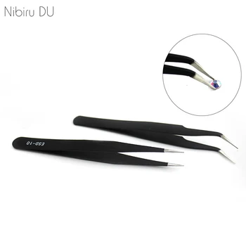

1set Nail Art Tools Stainless Steel Tweezers Antistatic Electroplating Nonmagnetic Tweezers