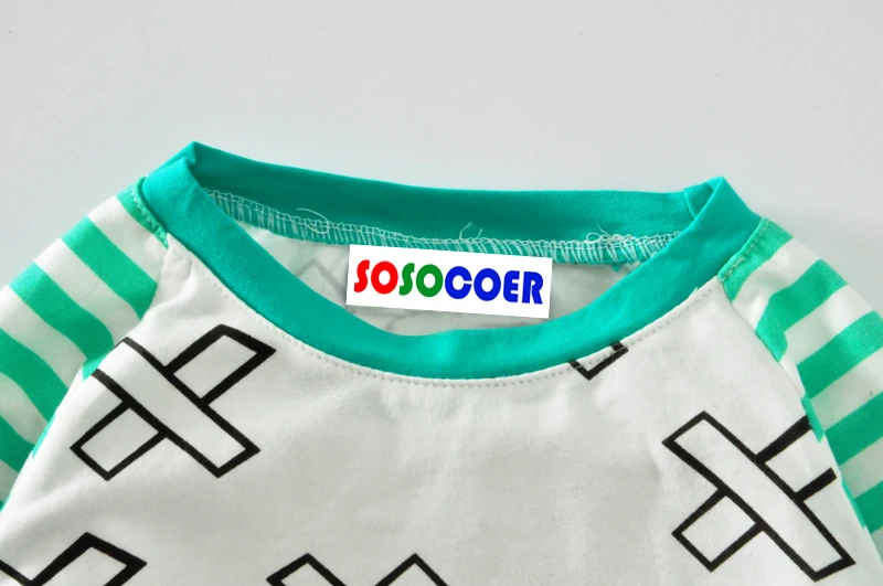 SOSOCOER/комплекты одежды для маленьких девочек модные весенне-Осенние футболки в полоску+ штаны с крестиками комплекты детской одежды из 2 предметов комплект одежды для мальчиков