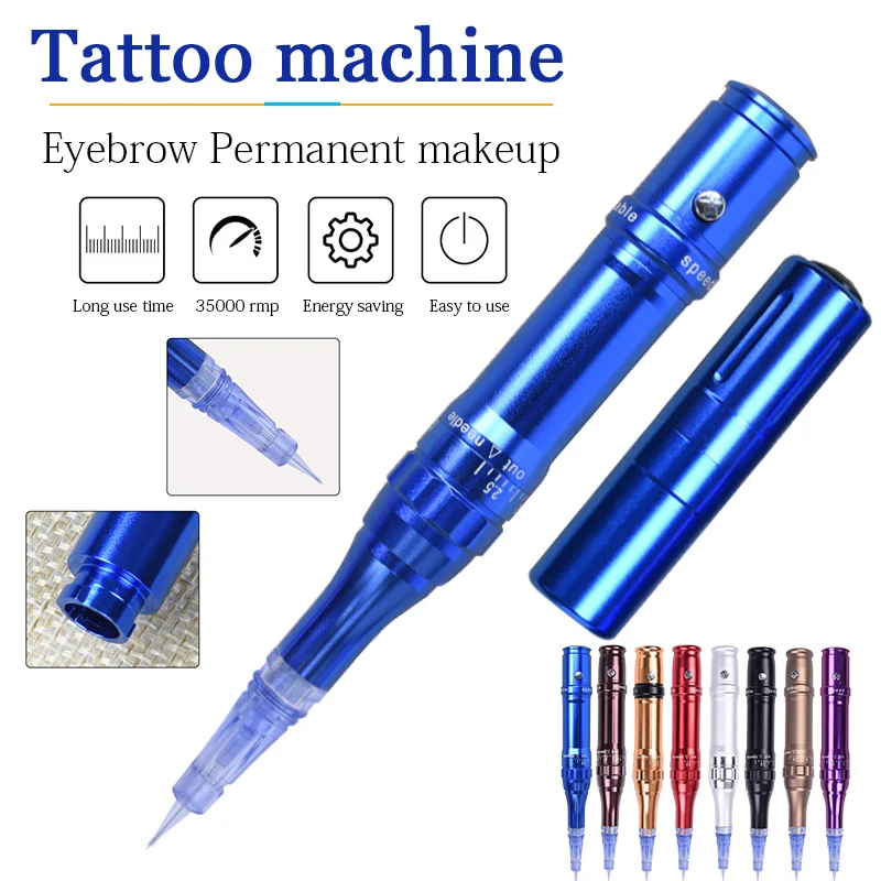 Профессиональный татуировки беспроводной Перманентный макияж для бровей карандаш для губ ручка с картриджем иглы 35000 об/мин