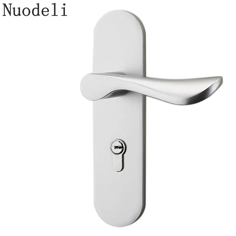 

Nuodeli Interior Door Lockset Silvery Mute Door Suit with Modern Simplicity Style Door Handle for Various Doors