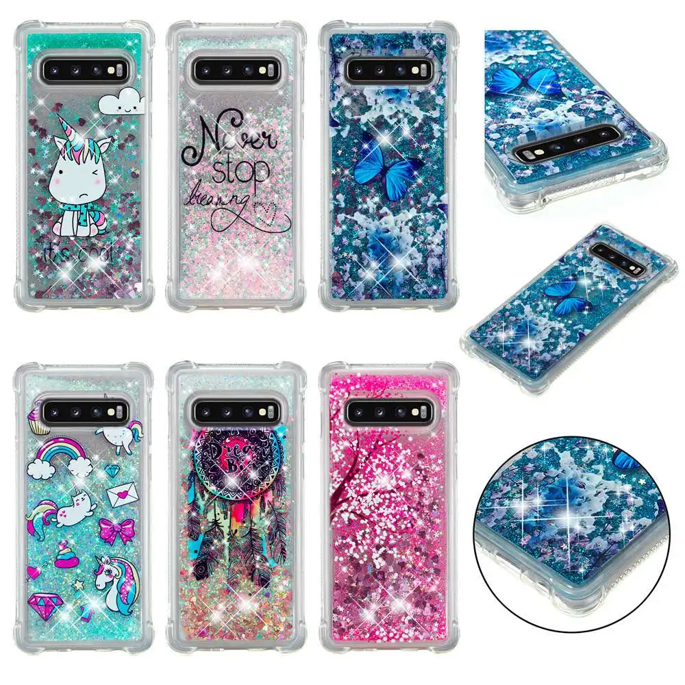 

Bling Liquid Quicksand Case For Samsung S10 S10 Plus S10 E Painted Silicone TPU Glitter fundas carcasa para fone capaps Cover