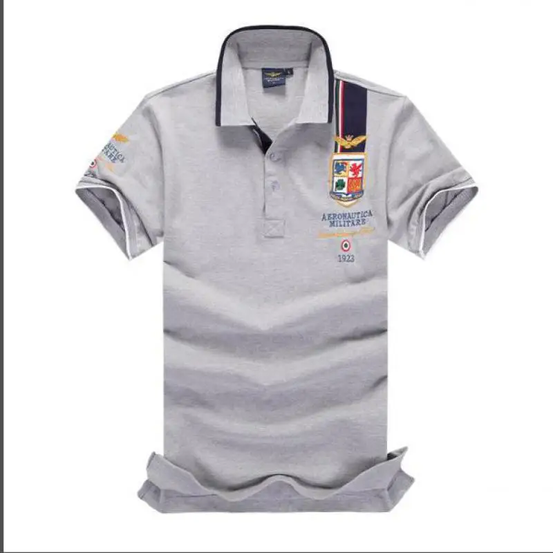 

Air Force One Xia Men's Flip Collar Loose Cotton Embroidered Half-sleeved Men's Short-sleeved T-shirt Polo Shirt