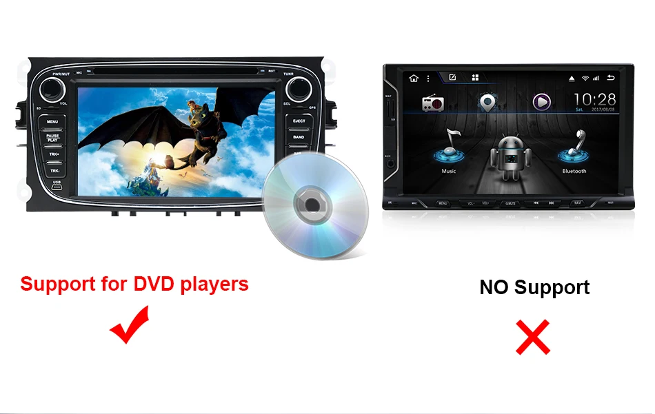 Sale Eunavi 2 Din 7" Android 8.1 Car DVD Player Radio Online Maps GPS Navigation WIFI for Ford focus II Galaxy Transit Tourneo Mondeo 17