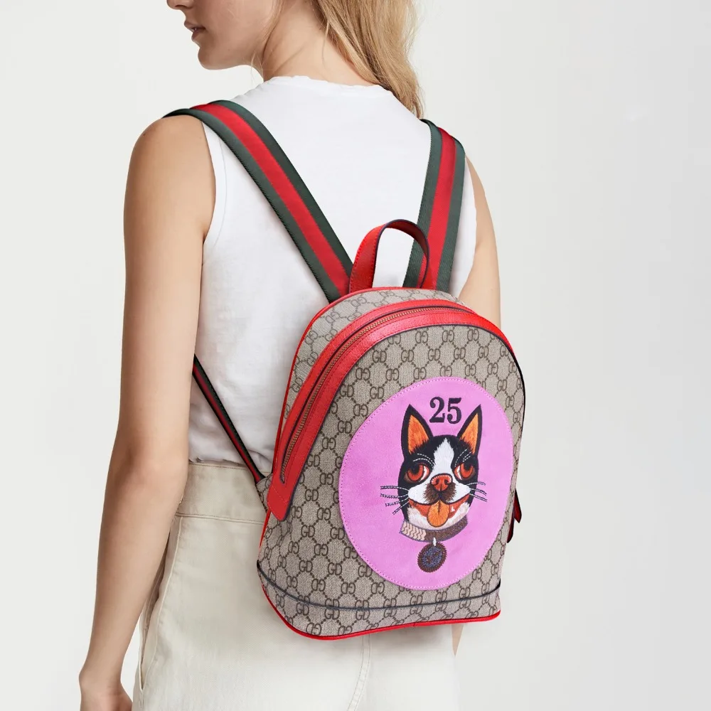 

Rmrebecca leather backpack ladies 2019 printing new pigs Pecs embroidery women's fashion backpack girls backpack women