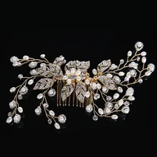 2017 New Arrival Handmade Wired Silver Rhinestones Crystals Pearls Flower Wedding Hair Comb Bridal Hair Accessories Bridesmaids