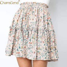 Camsgend женские осенние юбки с принтом ампир Бежевые Женские повседневные ретро с высокой талией дизайнерские вечерние короткие юбки Jun11