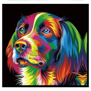 

5D DIY Diamond Painting Coloured drawing Dog Embroidery Cross Stitch Rhinestones Mosaic Painting Cute dog Home art wall decor
