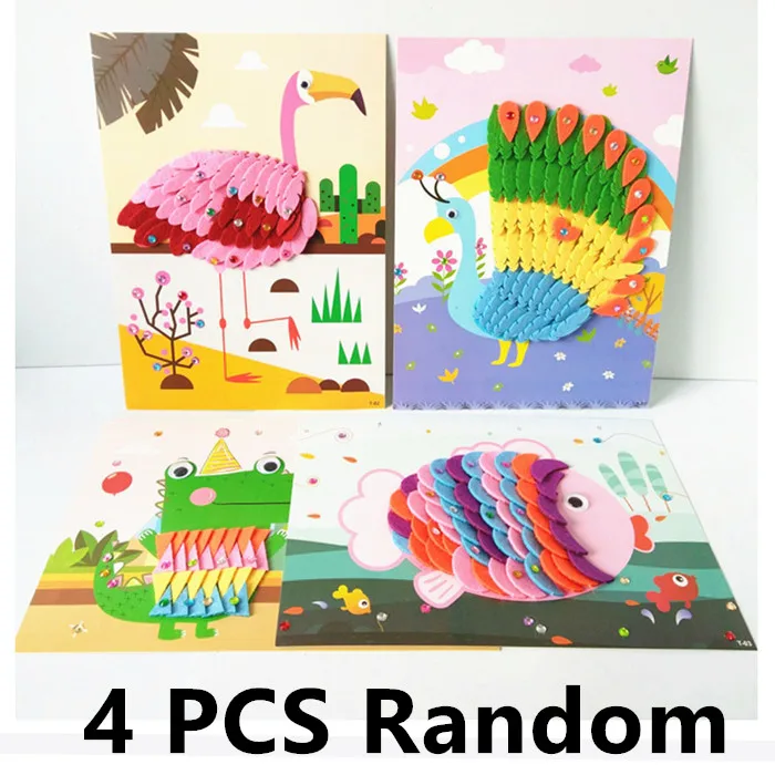 6 Sets Kids Mosaic Sticker Kit Creative Animal DIY Craft Kit Mosaic Sticker Art handmade craft