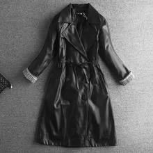 Женская куртка из искусственной кожи со шнуровкой, длинный рукав, однотонный отложной воротник, двубортный, тонкий, стандартной толщины