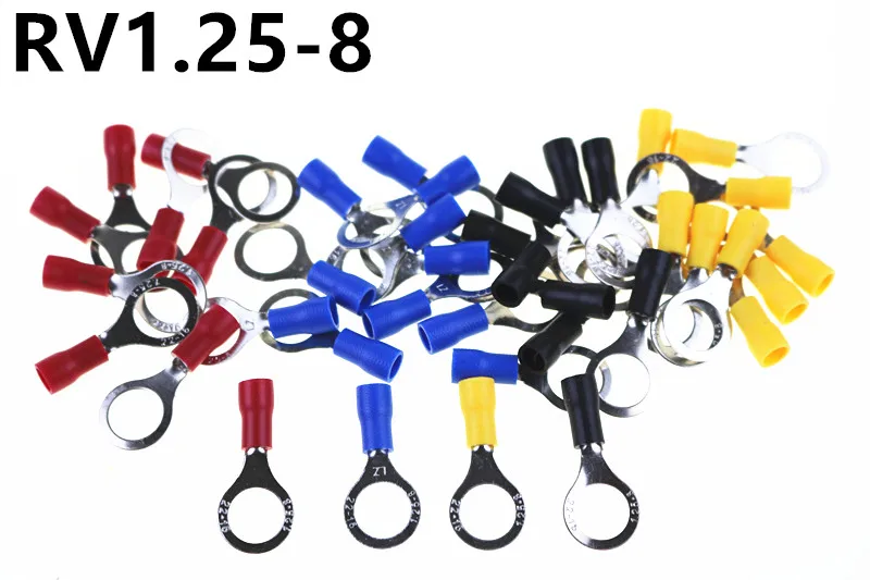50 шт./100 шт. RV1.25-8 красный круговой 22-16 AWG 0 5-1 5 мм2 изолированное кольцо