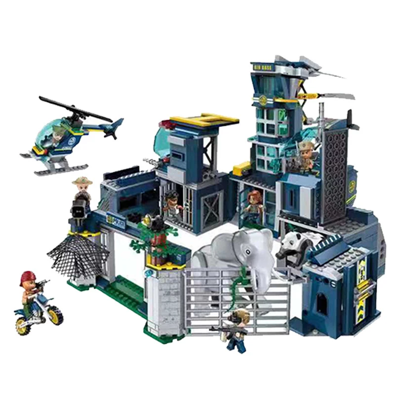

961pcs Jungle poaching Children's educational building blocks DIY toys Compatible Legoingly city Helicopter police headquarters
