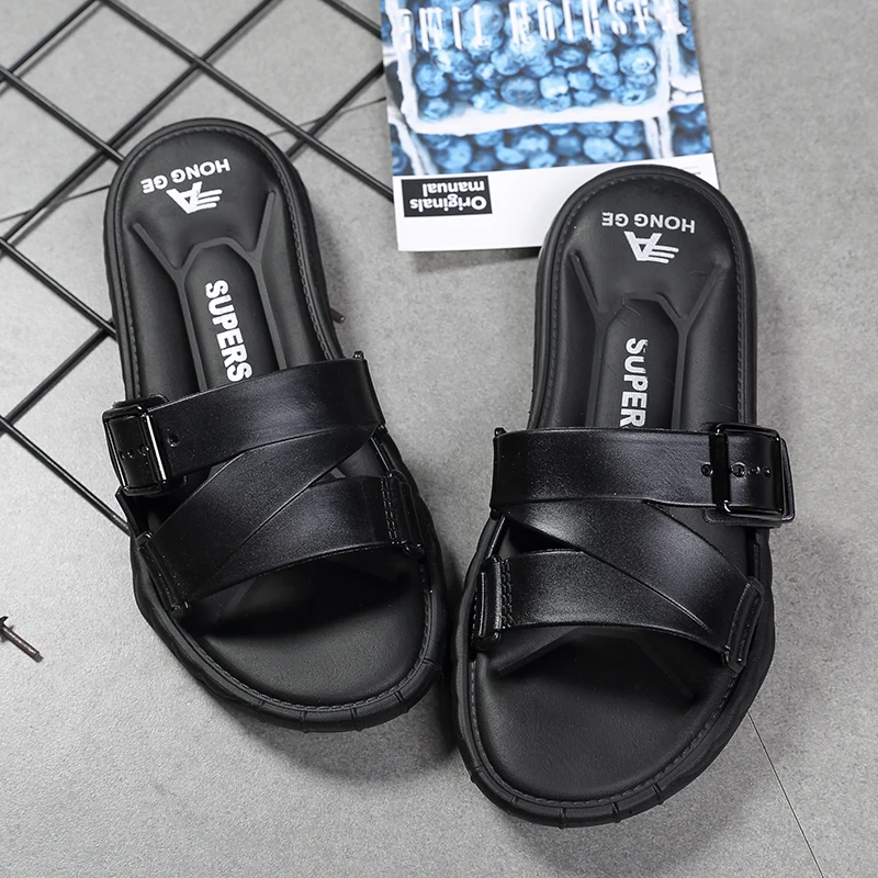 

OLOMM 2019 New Summer Sandals for Men Recreational Beach Trend Outdoor Slippers with Anti-skid Slippers