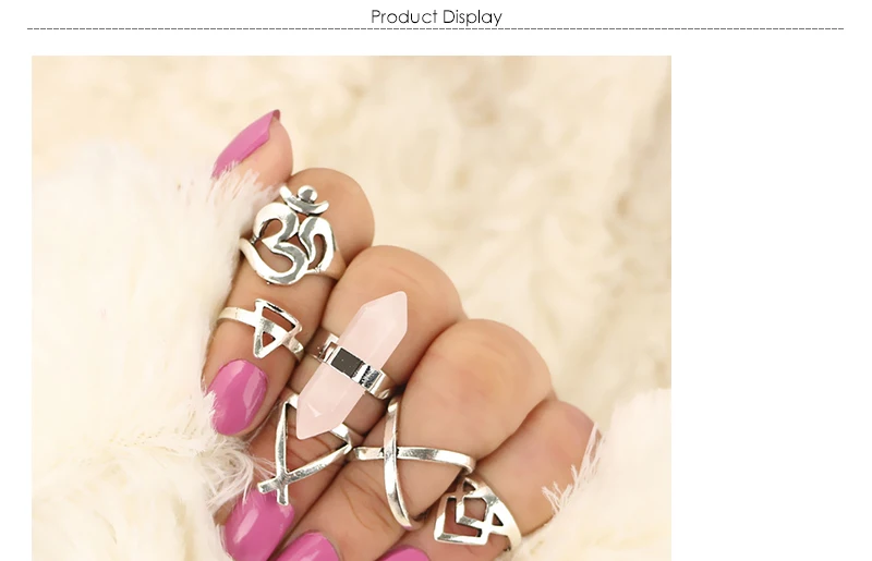 AYAYOO Vintage Wedding Ring Set Hollow Antique Silver Lucky Midi Rings Women Boho Jewelry Gypsy Adjustable Knuckle Ring 6pcs (1)