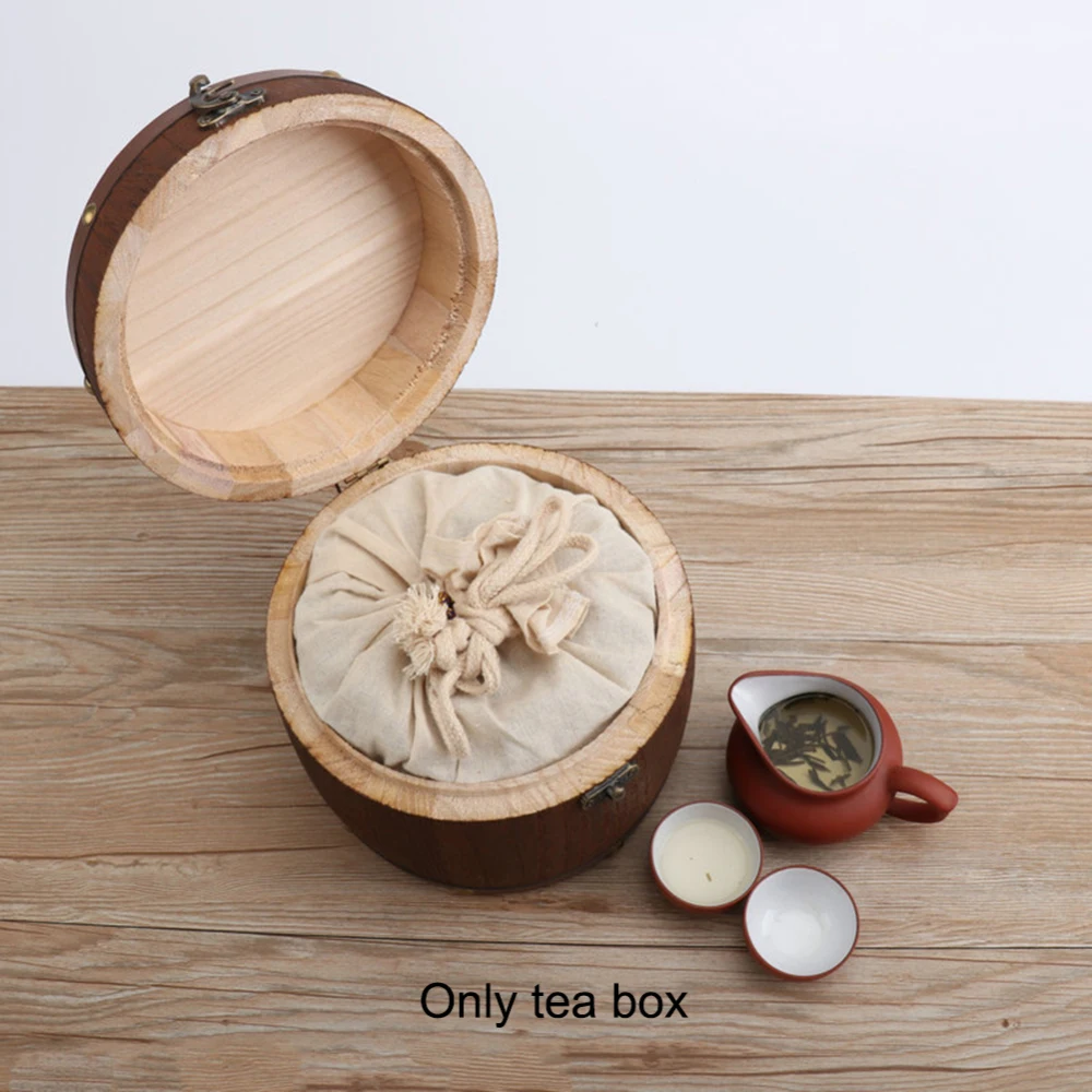 

Wooden Tea Shop Container Round Wooden natural Storage Box Wooden Tea Box Storage Container Gift Box 18x16cm