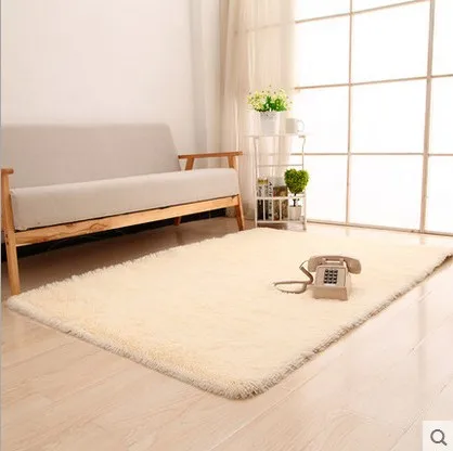 Adasmile супер мягкий длинный плюшевый шелковистый коврик, ковер для спальни, гостиной, прикроватный - Цвет: beige
