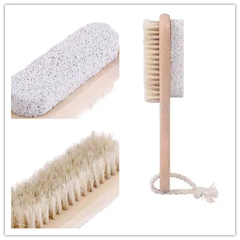 

1PCS Wooden Handle Bristle Scrub Wooden +Soft Brush Foot Care Brush Remove Dead Skin