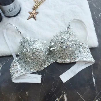 

New Lady GaGa Same Style Character Sequins Costume Clothing Pub Singer DS Dancer All Match Belly Dance Bra