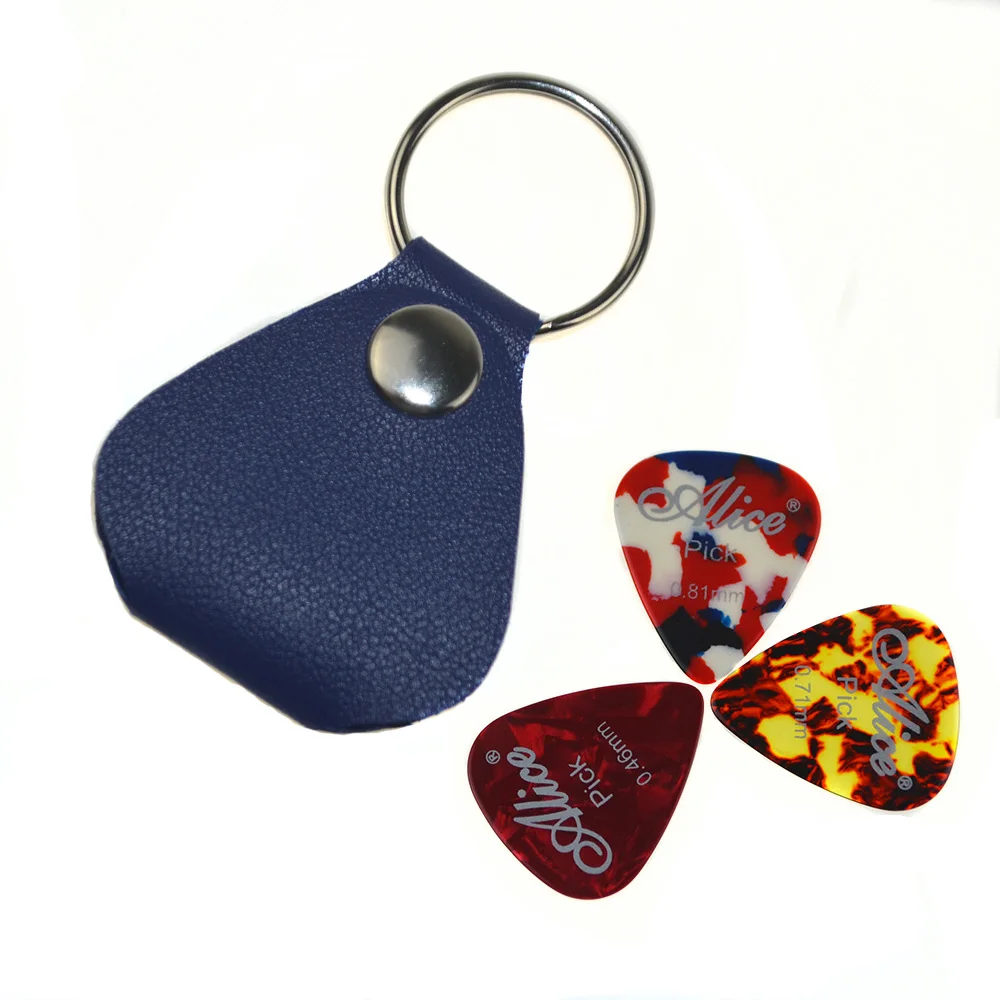 Guitar Pick Holder Case Bag Synthetic PU Leather with 3pcs Celluloid