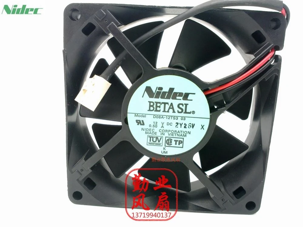 Вентилятор охлаждения для сервера Nidec 2 pin 80*80*25 мм 8 см 80*80 12 В 0.50A|cooling fan|2 pin2 fan |