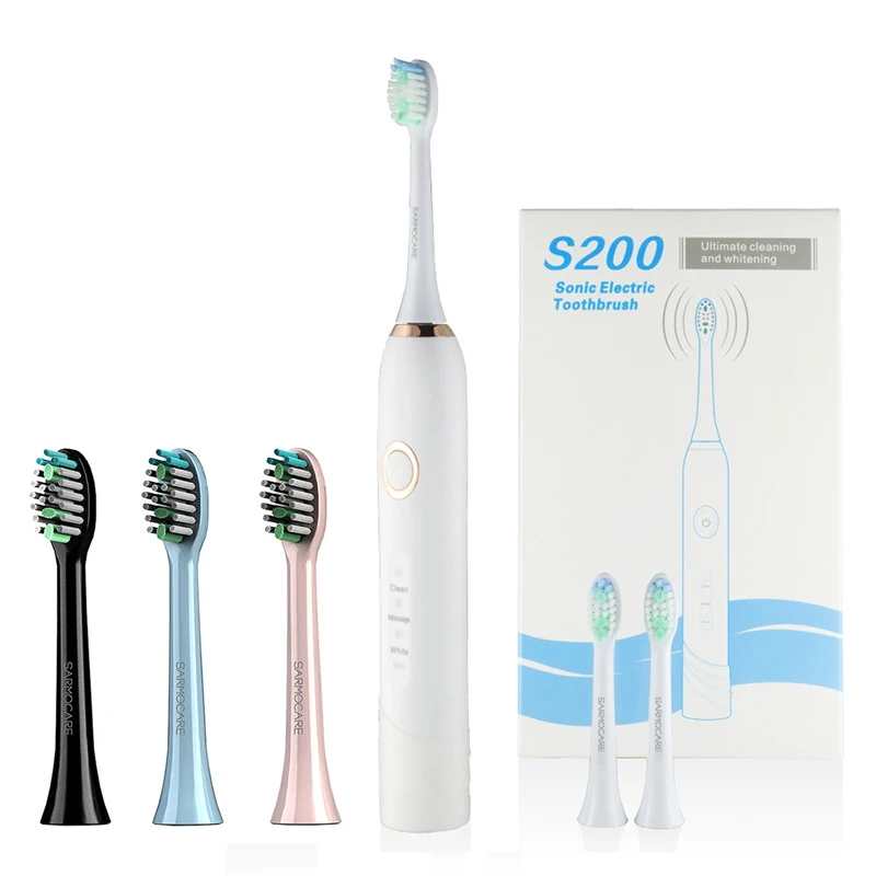 

Ultrasonic Electric brush Toothbrushes whitening Wireless accumulator battery IPX7 Waterproof Inductive 3pcs Replacement Heads