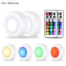 СВЕТОДИОДНЫЙ беспроводной светильник под шкаф 3 Вт с регулируемой яркостью RGBW светодиодный светильник с пультом дистанционного управления Шкаф Кухня Туалет освещение ночник