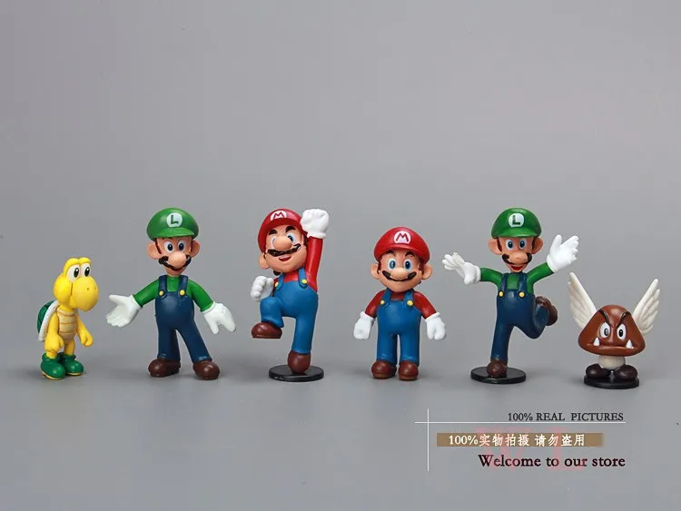 Super Mario Bros фигурки игрушки куклы 18 шт./компл. Супер Марио Луиджи Принцесса Персик Дейзи Йоши Жаба Донки Конг Купа
