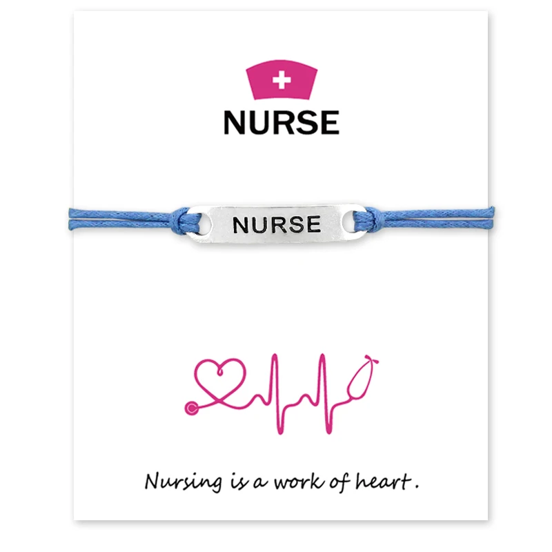 

Nurse Hat OT LPN EMT DH Medical Symbol Wish Card Bracelets Adjustable Bracelets With Card For Women Men Gift