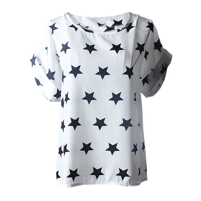 

fashion print chiffon tshirt women 2018 summer white t shirt streetwear casual tee shirt femme manche courte wholesale noAR9