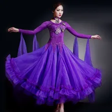 6 colours woman high-end big swing standard Ballroom Dance Costume Dress for competition sequins waltz/tango/foxtrot costumes