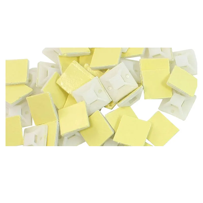 

WSFS Hot 50 Pcs Plastic White 2mm Width Hole Self-adhesive Cable Tie Mount Base