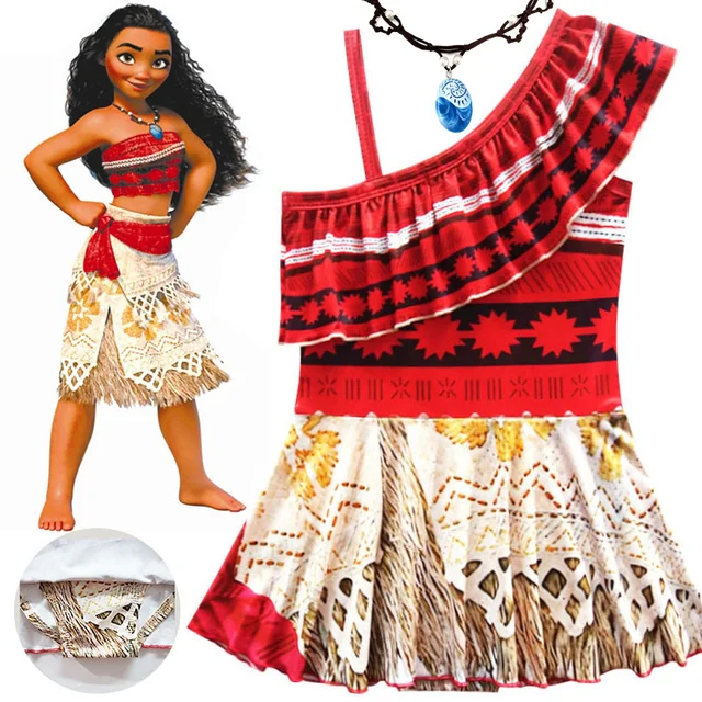 Moana Pincess اللباس ل طفل فتاة الشاطئ ملابس سباحة الاطفال ملابس السباحة زي ملابس الأطفال Vaiana فساتين الفتيات الصيف جديد