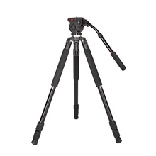 JY0509A Pro Aluminum Tripod with Fluid Drag Head Padded Bag Portable Flexible Tripod For Camera DSLR Cannon Nikon Video Camera puluz heavy duty video camera tripod action fluid drag head with sliding plate for dslr