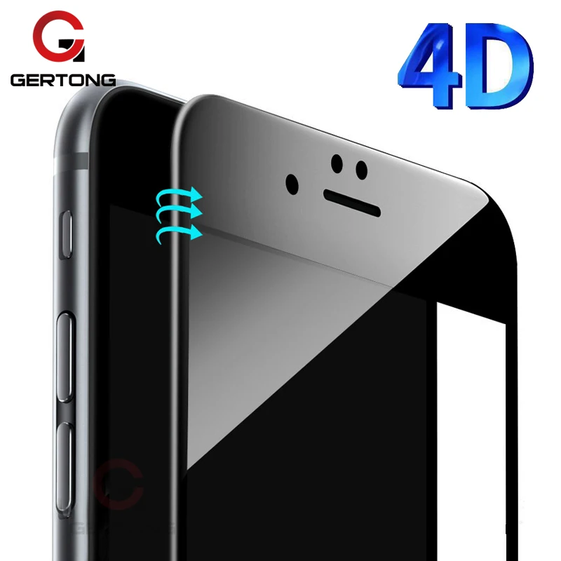 Goede GerTong 9 H 4D Volledige Cover Gebogen Gehard Glas Voor iPhone X 8 Plus 7 6 S 6 S Plus Afgeronde Rand Screen Protector Glas Voor iPhone8
