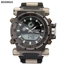 Мужские часы BOAMIGO, роскошные брендовые, повседневные, модные, кварцевые, водонепроницаемые, двойное время, цифровые, аналоговые, мужские часы, relogio masculino