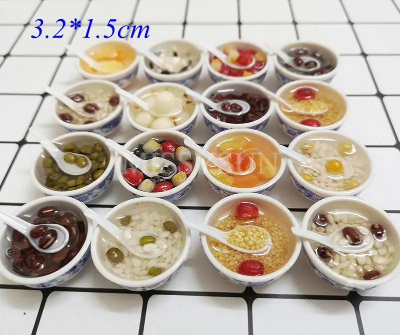 2pcs Miniature Dollhouse 1:6 scale Chinese Rice Mini Chinses Cuisine Dessert Noodles Pretend Food for1/6 Doll Kitchen toys - Цвет: Dessert