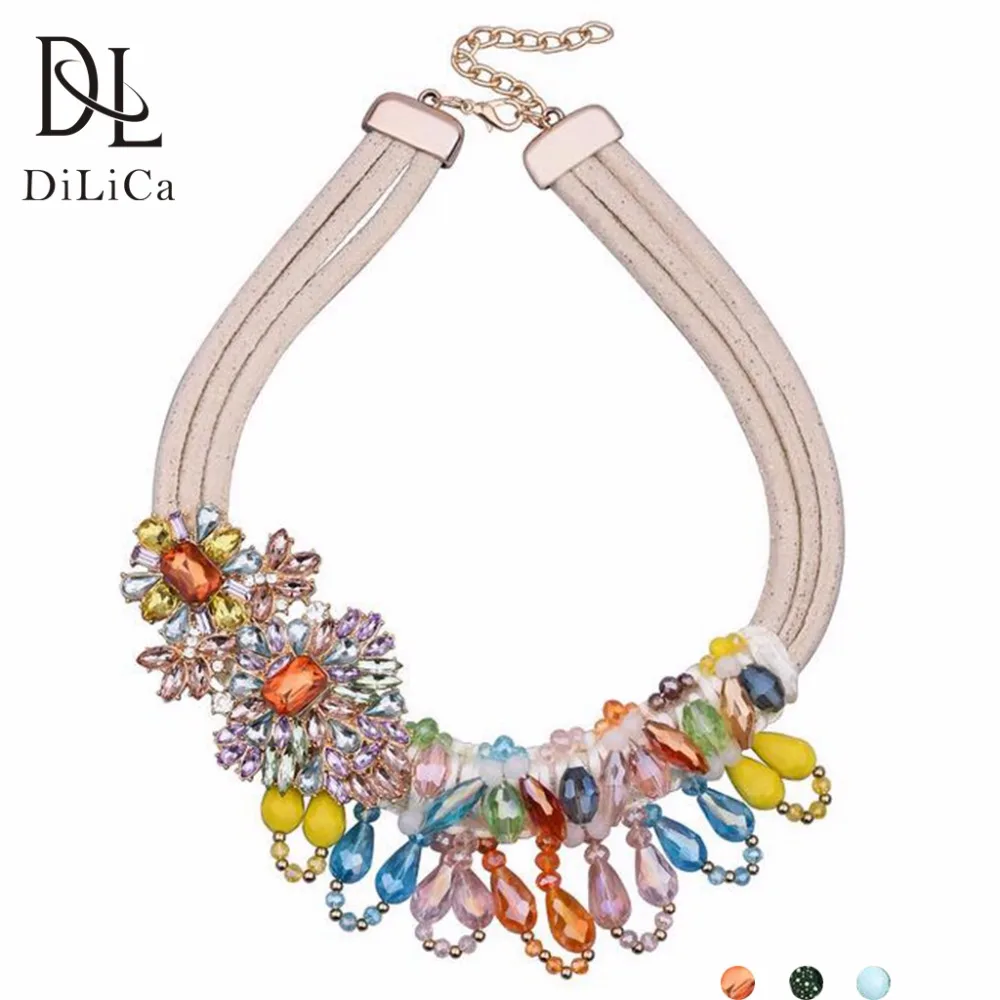 

DiLiCa Fashion Statement Necklace 2018 Crystal Flower Bib Necklaces Chokers for Women Maxi Necklaces & Pendants Jewelry